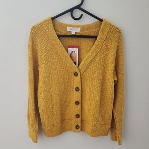 Two By Vince Camuto Yellow Button-Up Cardigan Sweater